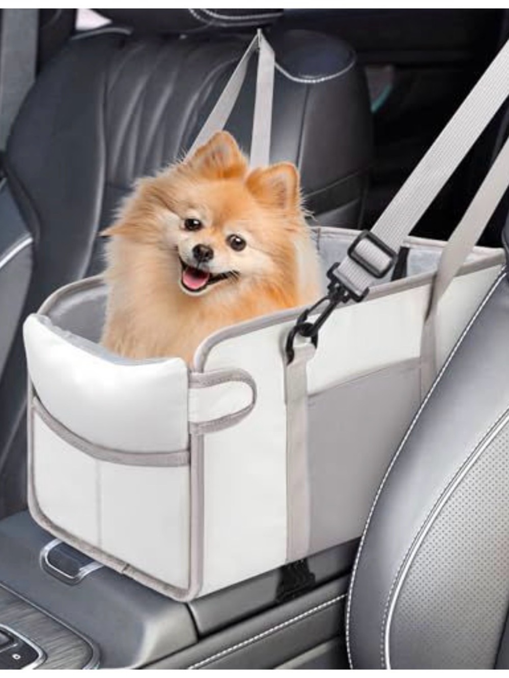 Premium Dog Car Booster Seat - Gray/White